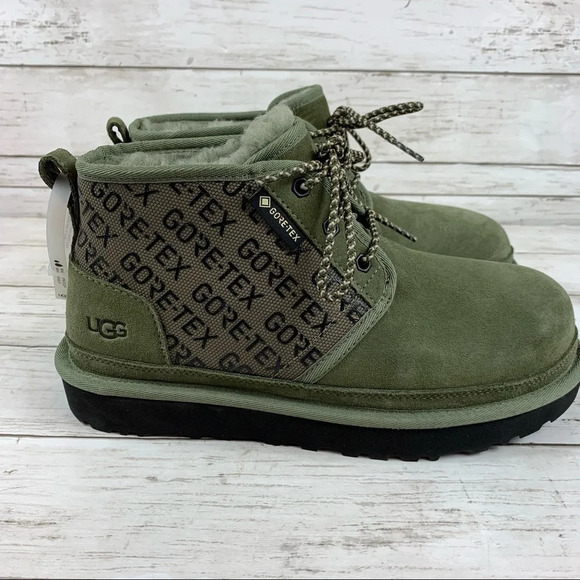 Ugg Neumel Gore-Tex Waterproof Suede Chukka Boots Olive Green Logo 7 Lace Up - Picture 7 of 12